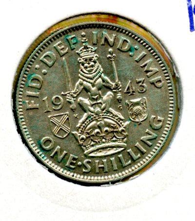 UK George VI Scottish Shilling Coin Dated 1943