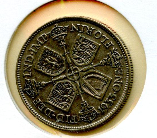 UK George V Florin Coin Dated 1933
