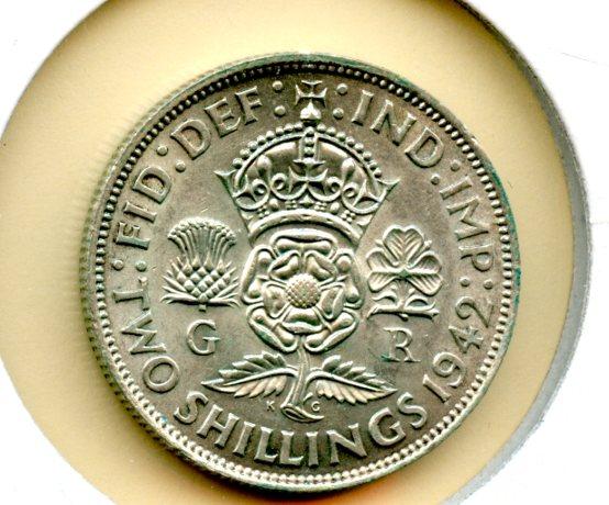 UK George VI Florin Coin Dated 1942
