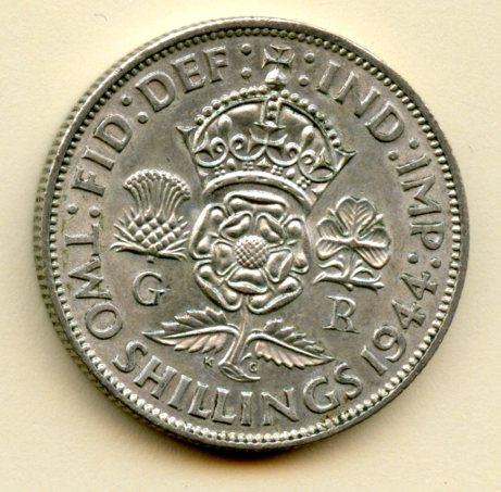 UK George VI Florin Coin Dated 1944