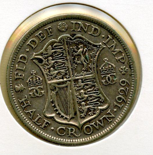 UK George V Half Crown Coin Dated 1929