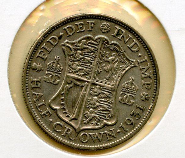 UK George V Half Crown Coin Dated 1931
