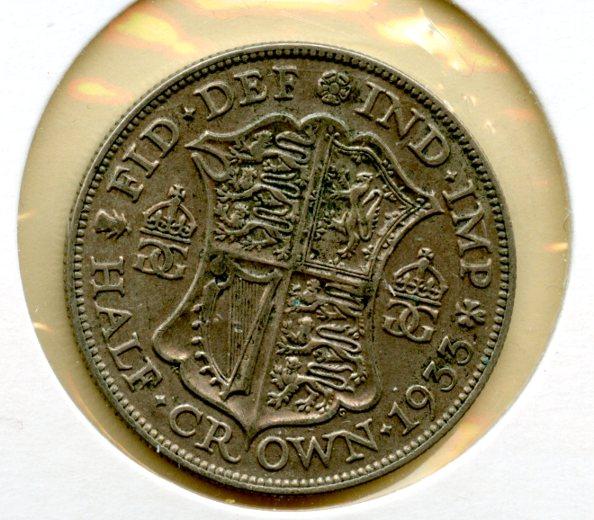 UK George V Half Crown Coin Dated 1933