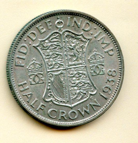 UK George VI Half Crown Coin Dated 1938
