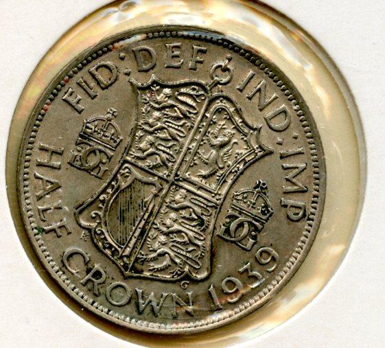 UK George VI Half Crown Coin Dated 1939