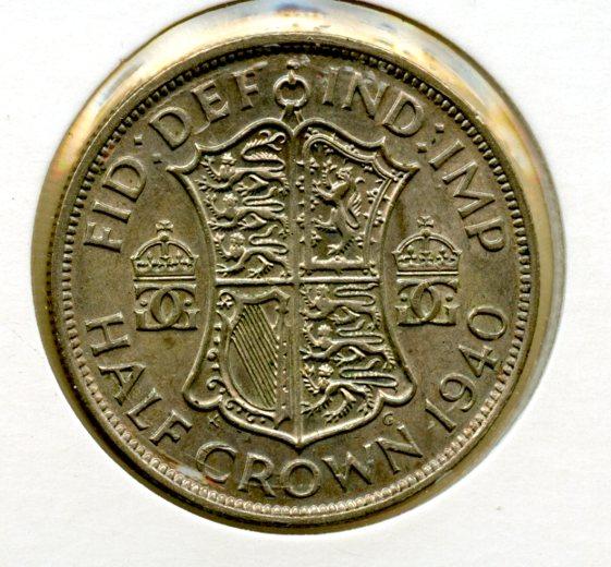 UK George VI Half Crown Coin Dated 1940