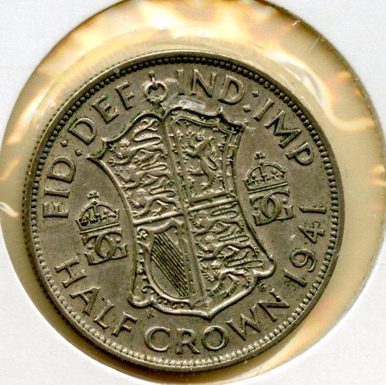UK George VI Half Crown Coin Dated 1941
