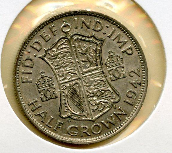 UK George VI Half Crown Coin Dated 1942