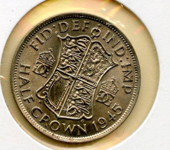 UK George VI Half Crown Coin Dated 1945