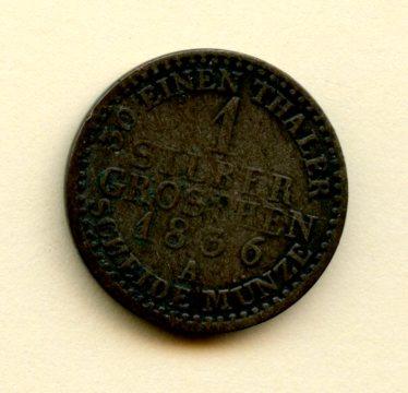 Germany Prussia 1 Groshen Coin Dated 1836a