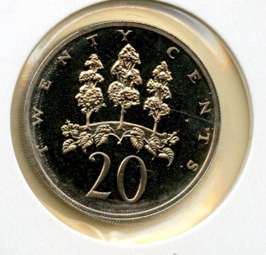 Jamaica  20 Cents Proof  Coin Dated 1971