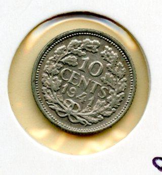 Netherlands 10 Cents Coin Dated 1941