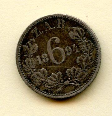 South Africa  Six  Pence  Coin Dated 1894