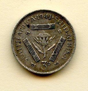 South Africa Threepence Coin Dated 1941
