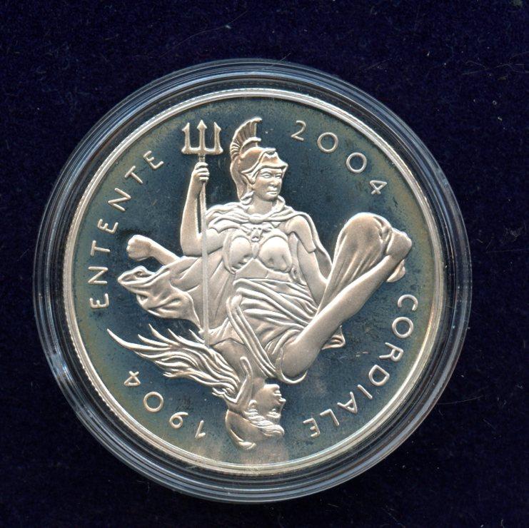 UK 2004  Entente Cordiale Silver Proof £5 Five Pound Crown Coin