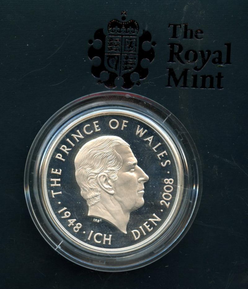 UK 2008  Prince of Wales Sixtieth Birtday Silver Proof £5 Five Pound Crown Coin