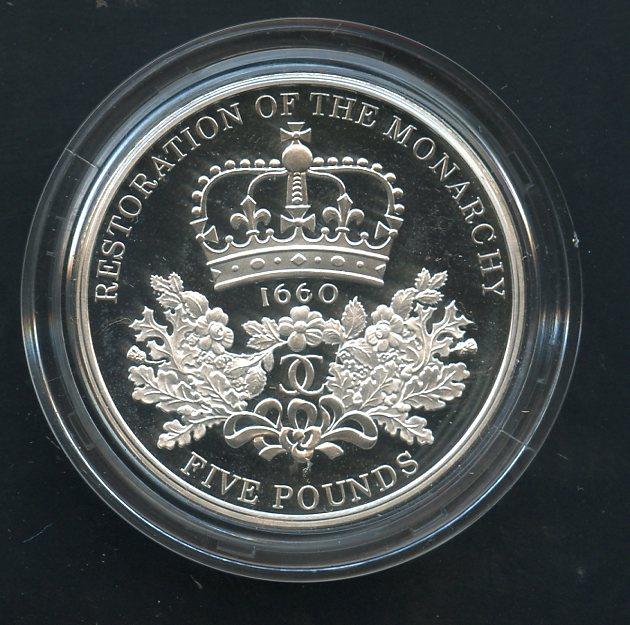 UK 2010 Restoration of the Monarchy  Silver Proof £5 Five Pound Crown Coin