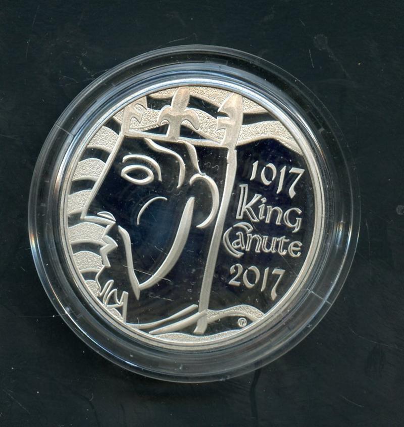 UK 2017 1000th Anniversary of King Canute Silver Proof £5 Five Pound Crown Coin