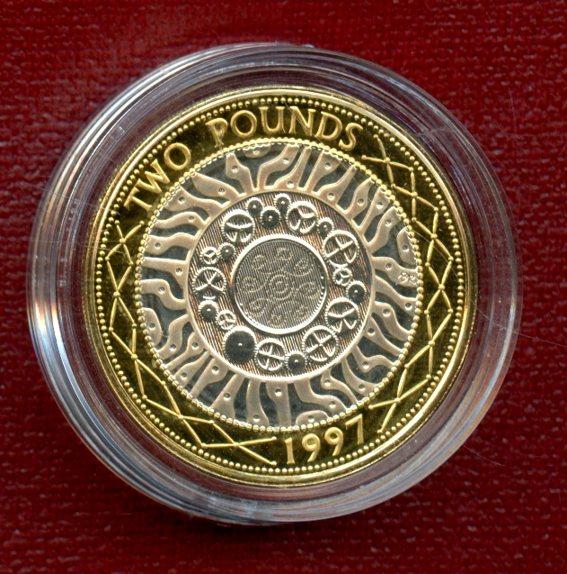 UK 1997 Standard Issue Silver Proof £2 Two Pound Coin
