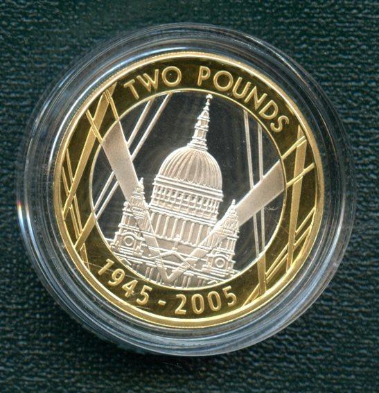 UK 2005 The End of WWII Commemorative Silver Proof £2 Two Pound Coin