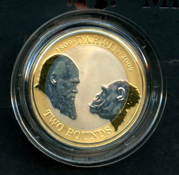 UK 2009 Charles Darwin Commemorative Silver Proof £2 Two Pound Coin