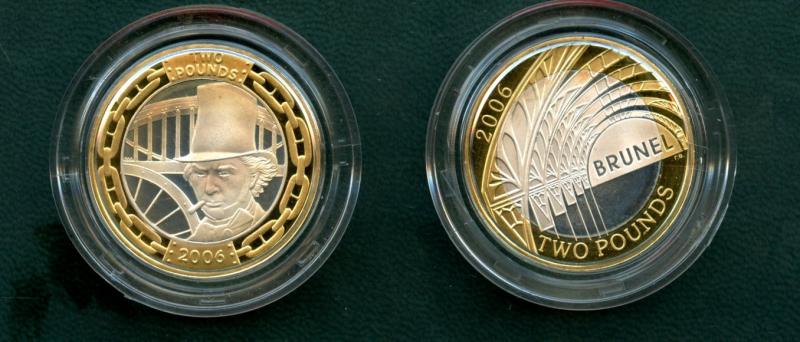 UK 2006 2 Coin Set Brunel His Achievements Brunel The Man Silver Proof £2 Two Pound Coins