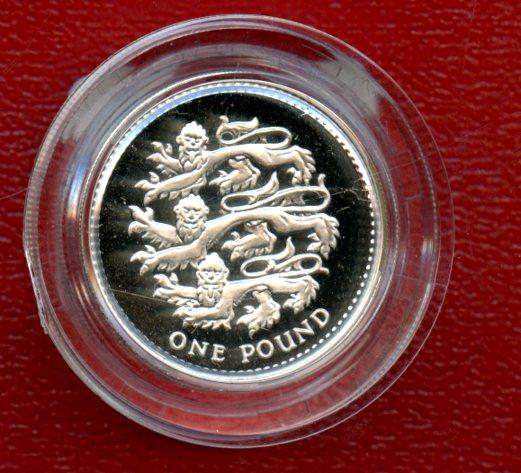 1997 UK Silver Proof £1 One Piedfort Pound Coin English Lions Obverse