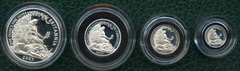UK 2007 Silver Proof Britannia  Coin Set