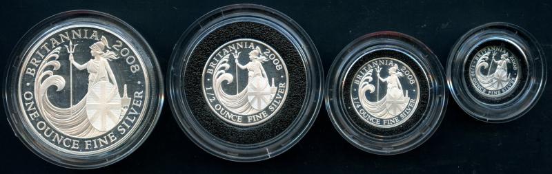 UK 2008 Silver Proof Britannia Coin Set