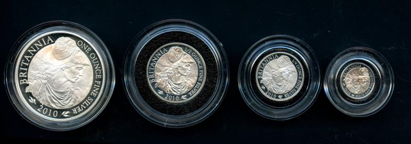 UK 2010  Silver Proof Britannia  Coin Set