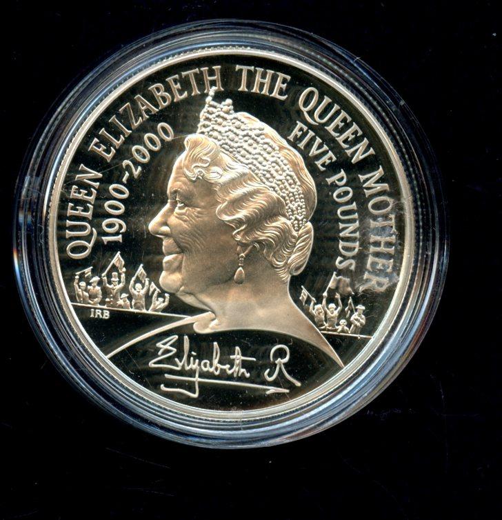 UK 2000  Queen Elizabeth  The Queen Mother Centenary Silver Proof £5 Five Pound Crown Coin