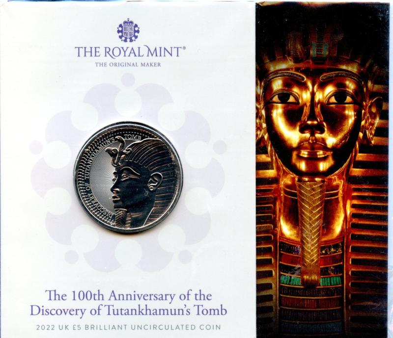 UK  2022 100th Anniversary of the Discovery of Tutankhamun's Tomb Brilliant Uncirculated £5 Coin