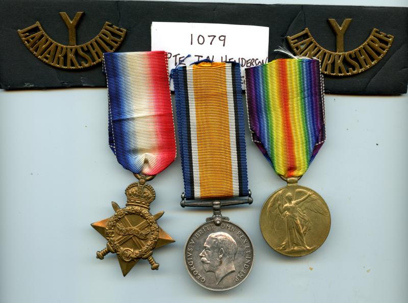 1914-15 Trio World War One Medals To Pte John Henderson, Lanarkshire Yeomanry