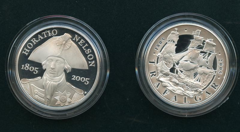 UK 2005 Horatio Nelson Battle Of Trafalgar Five Pound Crown Piedfort Silver Proof Coin Set