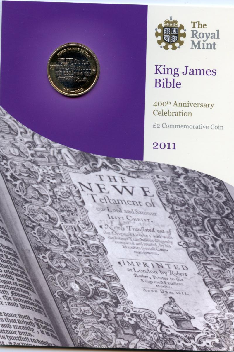 UK 2011 King James Bible 400th Anniversary Brilliant Uncirculated  £2 Pound Coin