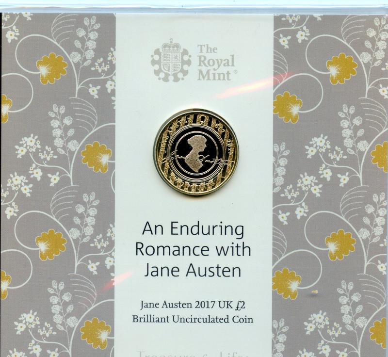 UK 2017 Jane Austen Brilliant Uncirculated £2 Pound Coin