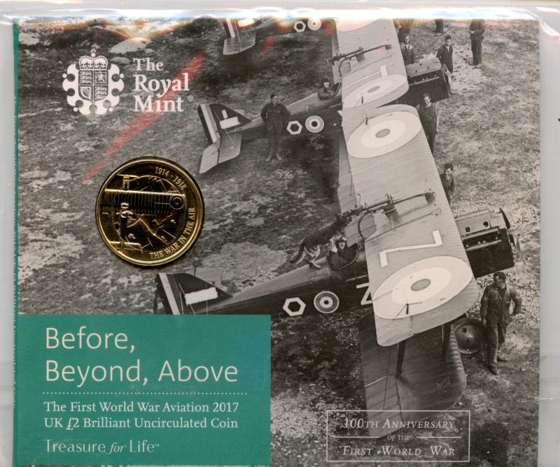 UK 2017 Before, Beyond, Above First War Avation Brilliant Uncirculated £2 Pound Coin