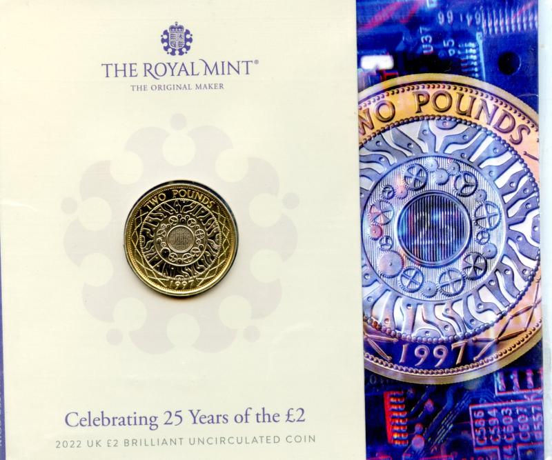 UK 2022 Celebrating 25 years of the £2 Brilliant Uncirculated  £2 Pound Coin