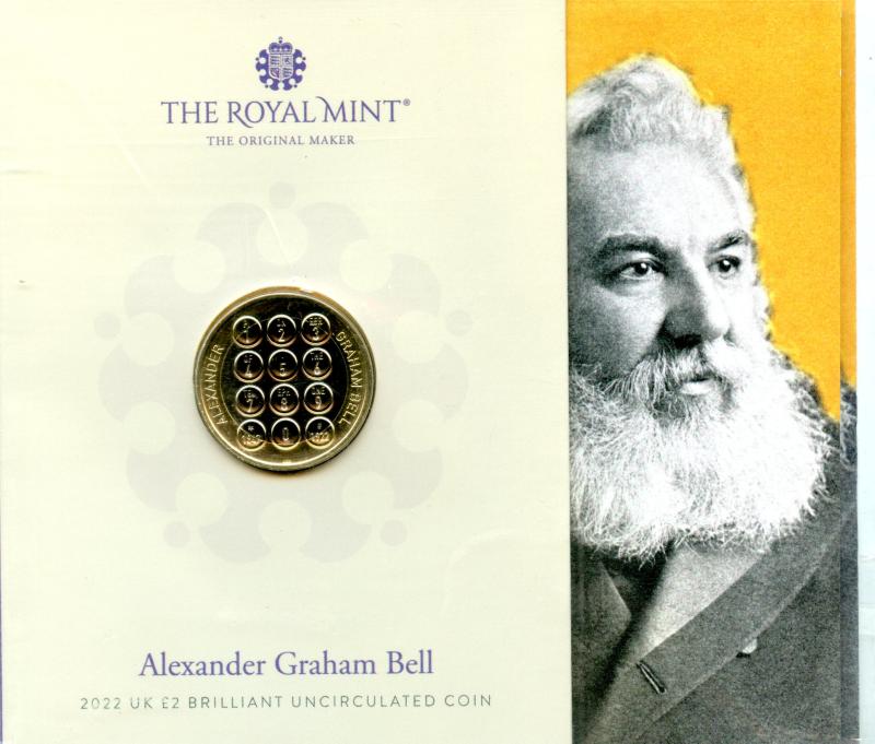 UK 2022 Alexander Graham Bell Brilliant Uncirculated £2 Pound Coin