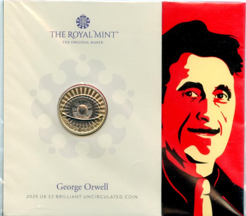 UK 2025 George Orwell Brilliant Uncirculated £2 Pound Coin