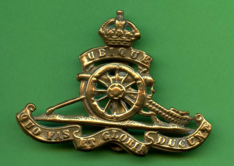 Royal Artillery Kings Crown Brass Cap Badge