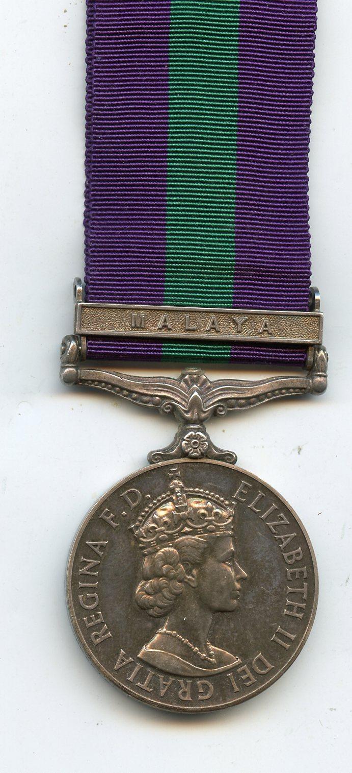 General Service Medal Malaya To Pte Ross, Royal Hampshire