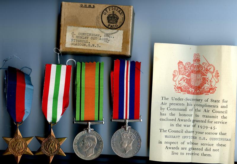RAF 1946 Air Casualty Group To Wireless Operator/Air Gunner Colin Sinclair Cunningham 70 Sqdn., Royal Air Force Volunteer Reserve