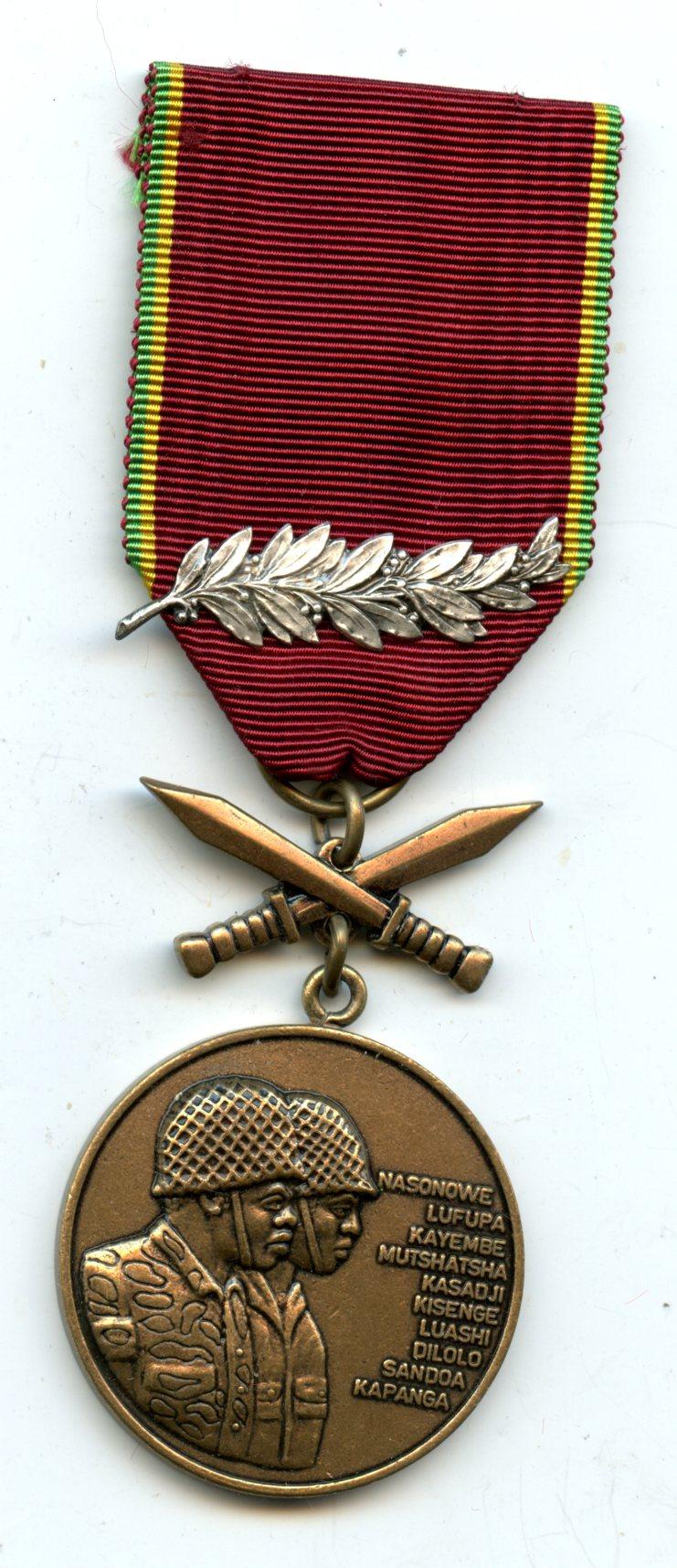 Zaire, Republic. Medal for Operations in South Shaba, 1977, with a silver palm
