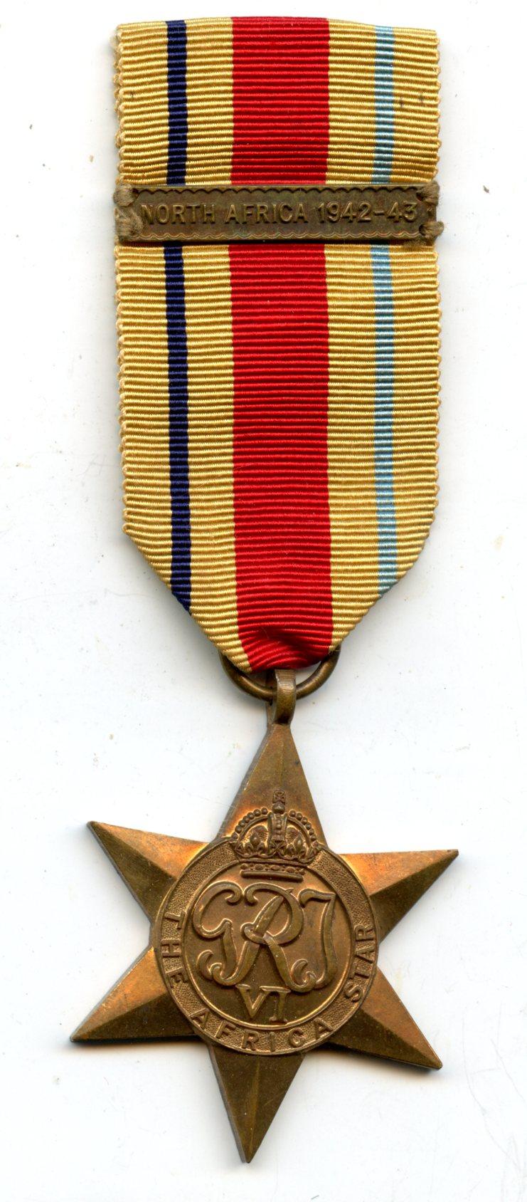 World War Two Africa Star Medal with North Africa 1942-43 Clasp