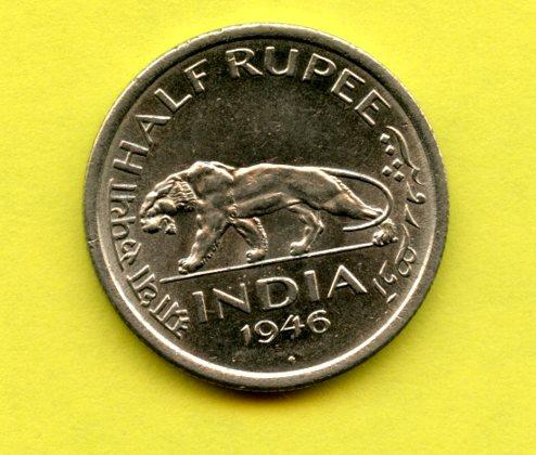 India Half Rupee Coin Dated 1946