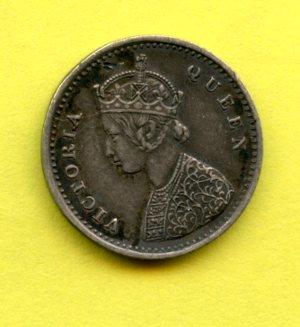 India 2 Annas Coin Dated 1882