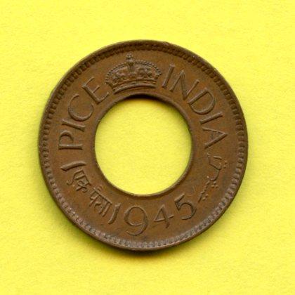 India-British One Pice Coin Dated 1945