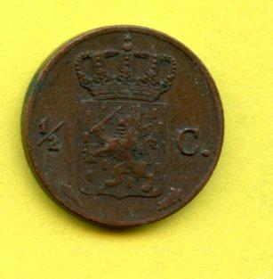 Netherlands Half Cent Coin Dated 1827