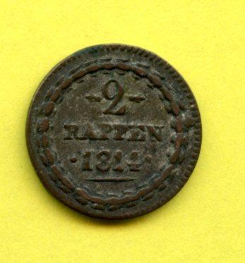 Switzerland Swiss Canton Argau 2 Rappen Coin Dated 1811